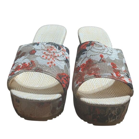 Women's floral print platform wedges size 41 - Picture 3 of 7
